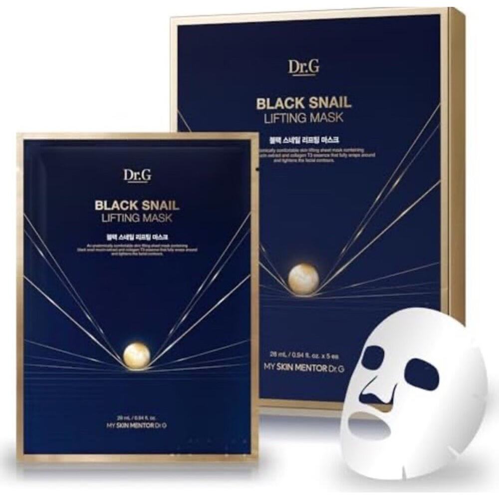 Dr. G Black Snail Lifting Mask Snail‎ Mucin & Collagen Korean Skincare 5 Masks